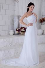One Shoulder White Long Chiffon Skirt Prom Dress For Discount