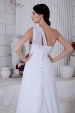One Shoulder White Long Chiffon Skirt Prom Dress For Discount