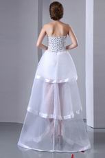 Luxurious Crystals High Low Edge Piping Evening Dress