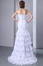 Ruffled Layers Skirt White Evening Dress With High Split