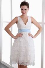 Layers Lace Skirt Homecoming Dress With Baby Blue Belt