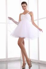 White Sweet 16 Dress With One Shoulder Short Skirt Design