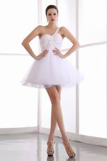 White Sweet 16 Dress With One Shoulder Short Skirt Design