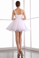 White Sweet 16 Dress With One Shoulder Short Skirt Design