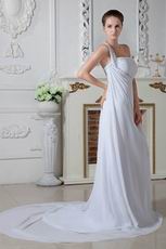 Hot Sell One Shoulder Empire Waist White Chiffon Prom Dresses