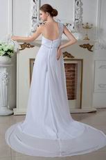 Hot Sell One Shoulder Empire Waist White Chiffon Prom Dresses