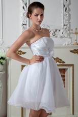 Wholesale Strapless Flower White Organza Prom Dress For Sale