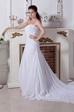 Single One Shoulder Corset Back Panel Train White Chiffon Prom Dress