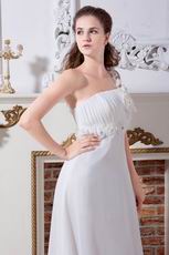 Designer One Shoulder Flower Straps White Party Dress