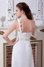 Designer One Shoulder Flower Straps White Party Dress