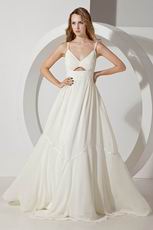 Best Seller Spaghetti Staps Ivory Chiffon Prom Dress For Women