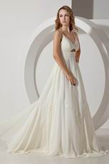 Best Seller Spaghetti Staps Ivory Chiffon Prom Dress For Women