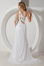 Fashion One Shoulder Side Split Skirt White Prom Celebrity Dress