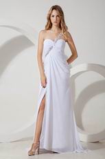 White One Shoulder Floor Length With High Split Evening Dress