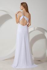 White One Shoulder Floor Length With High Split Evening Dress