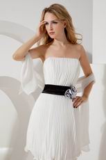 Cute Strapless Knee Length Ruched Short Prom Dress With Black Belt