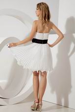 Cute Strapless Knee Length Ruched Short Prom Dress With Black Belt