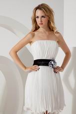 Cute Strapless Knee Length Ruched Short Prom Dress With Black Belt