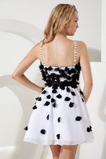 White Organza Girls Choice Sweet 16 Dress With Black Flowers