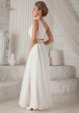 Single Shoulder Floor-length White Chiffon Prom Dress With Split