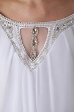 Off Shoulder Knee-length White Chiffon Beaded Prom Short Dress