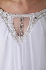 Off Shoulder Knee-length White Chiffon Beaded Prom Short Dress