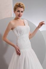 One Shoulder Corset Ivory Puffy Prom Ball Gown Top Designer