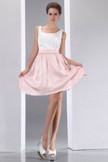 Terse Straps Square White And Pink Short Prom Dress On Sale
