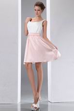 Terse Straps Square White And Pink Short Prom Dress On Sale