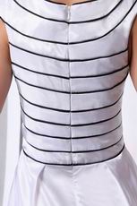 Unique V-neck White And Black Stripe Short Prom Dress Exporter
