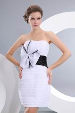 Pretty Strapless Pleated Organza Graduation White Dress