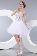 Luxury Sweetheart Crystals White Dresses For Sweet 16 Party