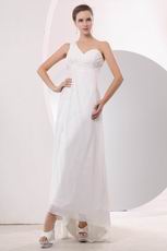 Right One Shoulder High Low Skirt White Chiffon Dress