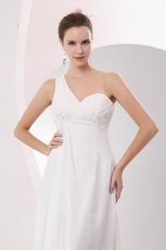 Right One Shoulder High Low Skirt White Chiffon Dress