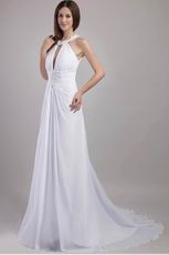 White Halter Backless Formal Occasion Evening Dress