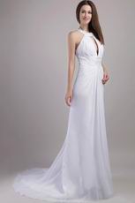 White Halter Backless Formal Occasion Evening Dress