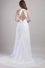 White Halter Backless Formal Occasion Evening Dress