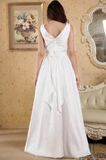 Elegant V-Neck A-line Floor Length Skirt Ivory Prom Dress