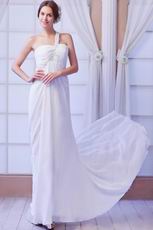 Elegant Ruched Bodice White Chiffon Prom Dress With Split