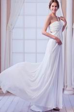 Elegant Ruched Bodice White Chiffon Prom Dress With Split