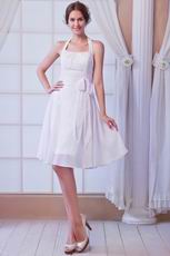 Halter White Chiffon Skirt With Bowknot Homecoming Dress