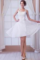Halter White Chiffon Skirt With Bowknot Homecoming Dress