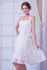 Halter White Chiffon Skirt With Bowknot Homecoming Dress