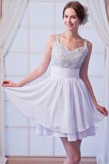 Hot Sell Straps Beaded Bodice Ivory Short Party Dress