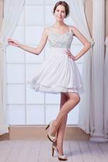 Hot Sell Straps Beaded Bodice Ivory Short Party Dress