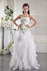 White Strapless Dress With Leaves Decorate Quinceanera Dress