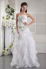 White Strapless Dress With Leaves Decorate Quinceanera Dress