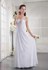 One Shoulder Cross Back White Chiffon Prom Dress Massachusetts