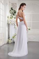 One Shoulder Cross Back White Chiffon Prom Dress Massachusetts