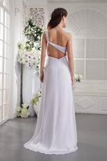 One Shoulder Cross Back White Chiffon Prom Dress Massachusetts